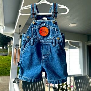 Vintage Jeans Wear Baby Boy Basketball Division2001 Denim Overalls 18months VGUC